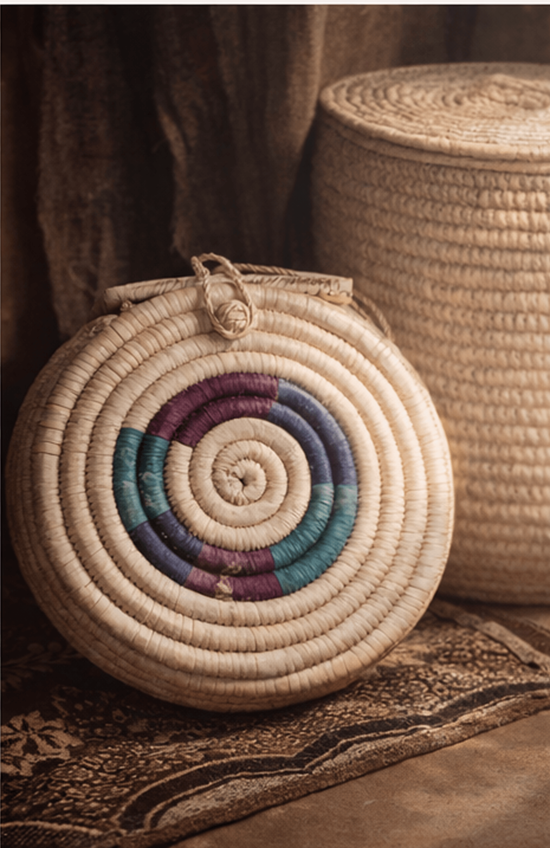 Handwoven spiral raffia